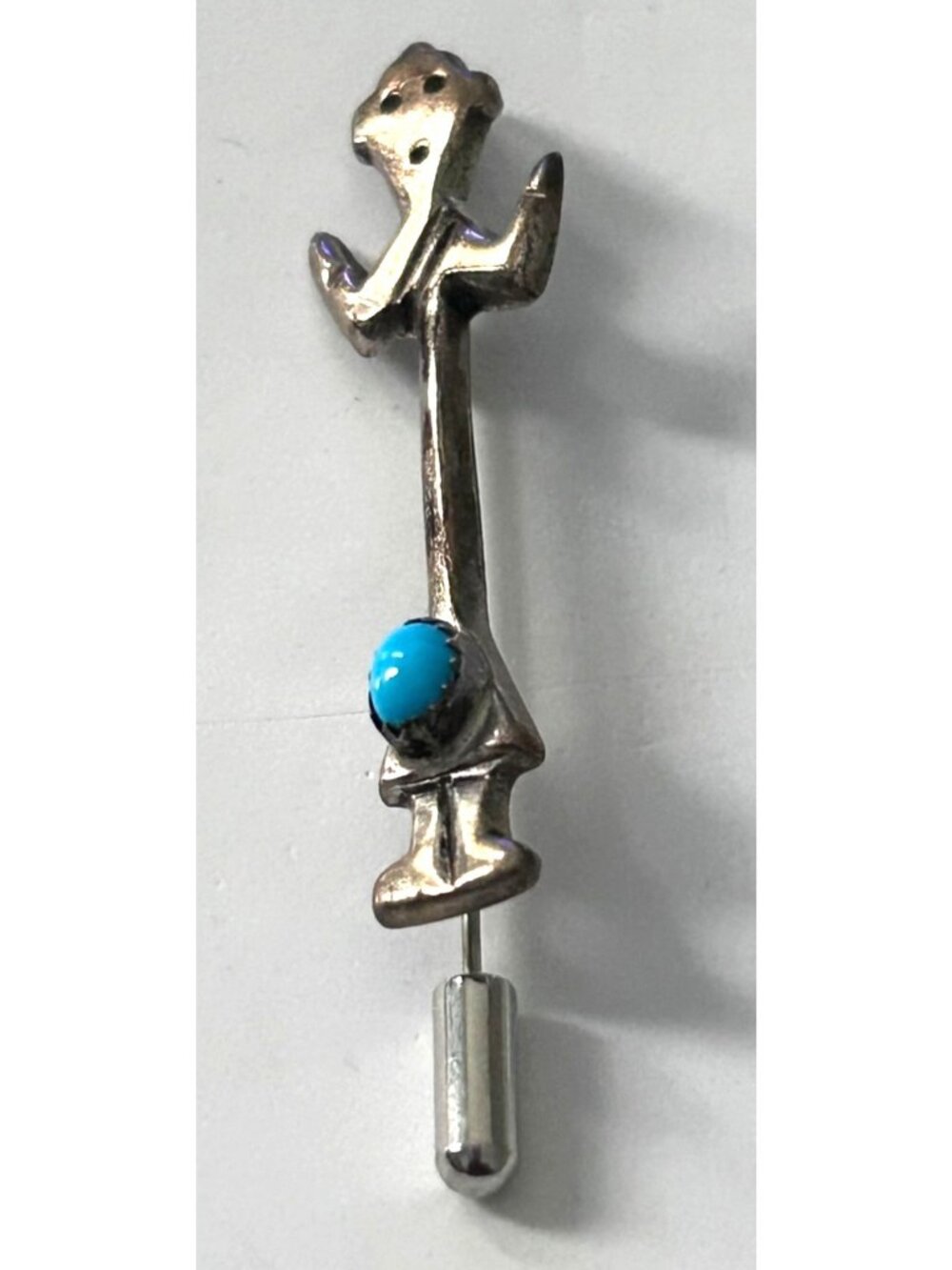 Sandcast Navajo Sterling Silver Native American Pin Southwestern Art Turquoise S